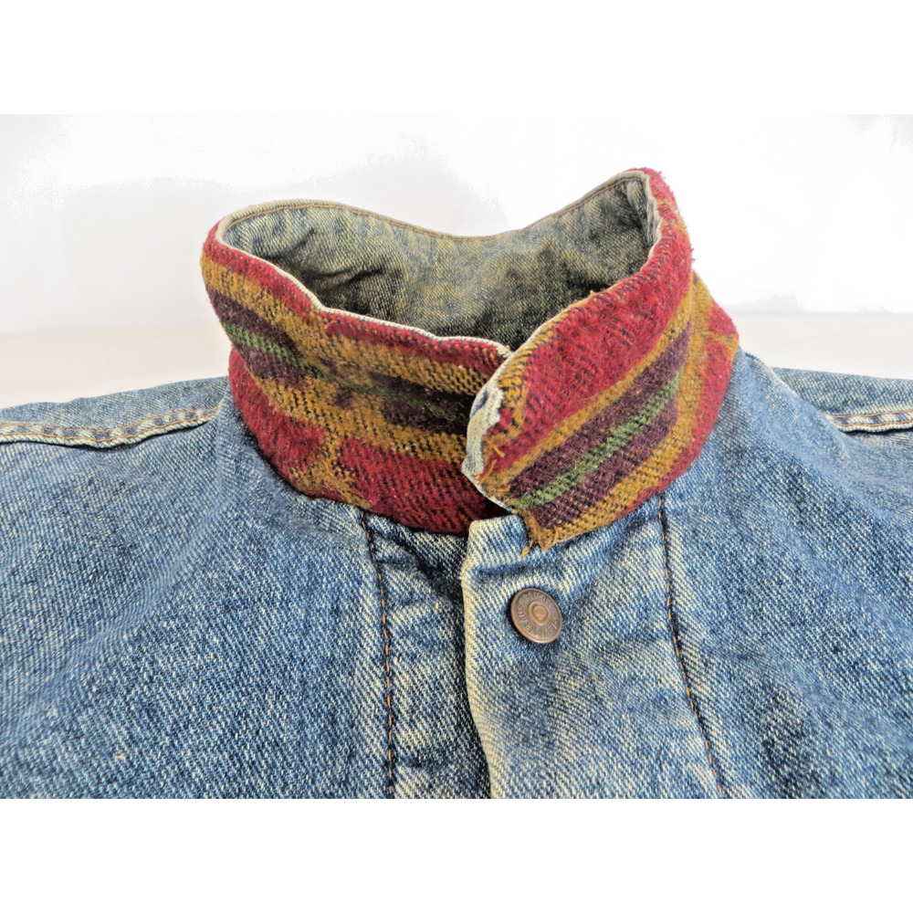 VTG 90s Levi's Authentic Aztec Wool Blanket Lined Denim Jacket Mens Medium 10/92 - Picture 11 of 16